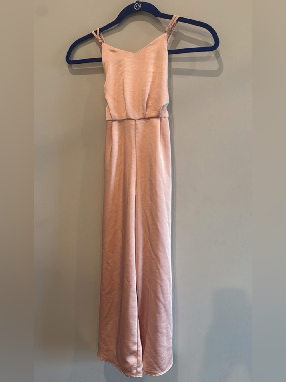 GB girls Blush Pink Satin Spaghetti-Strap Jumpsuit